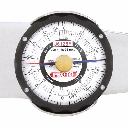 Proto Dial Torque Wrench, Foot-Pound & Meter-Kilogram, 1/2 inch J6125F