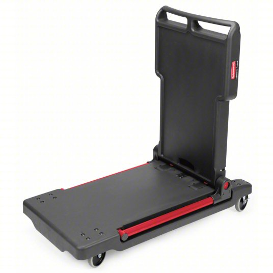 Rubbermaid Foldable Trolley, 180kg Load, with Flush Plastic Shelf & Platform FG430000BLA