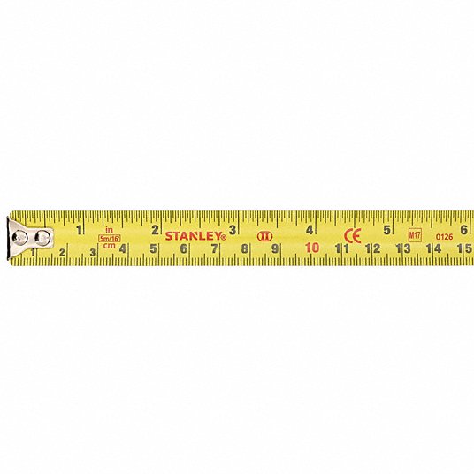 Stanley Measuring Tape, Slide lock, Steel, 5 m, Chrome 33-158