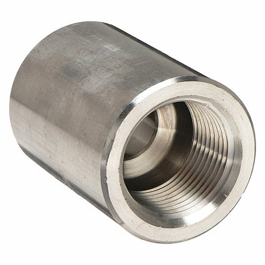 Grainger Approved Reducing Coupling, 304 Stainless Steel, 1Inch x 3/4Inch Fitting Pipe Size, Female NPT x Female NPT 2UA87