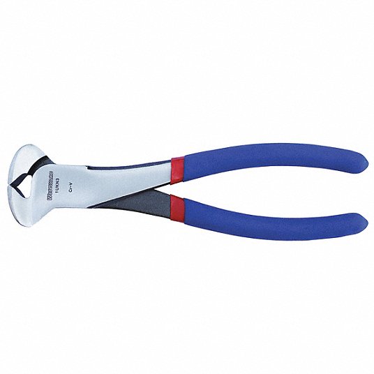 Westward End Cutting Nippers, 7 in Overall Lg, For 2 mm Max Wire Thick, 26 1/2 mm Jaw Wd, Steel 1UKN3