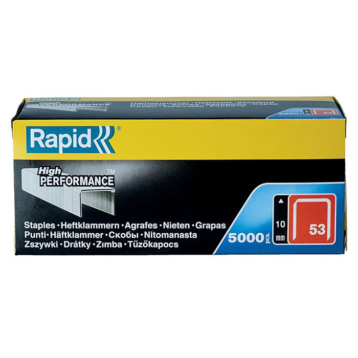Rapid Staple Gun Staples (Fine Wire), Leg Length 10 mm, No.53, 5000 Pieces, Galvanized 11858810