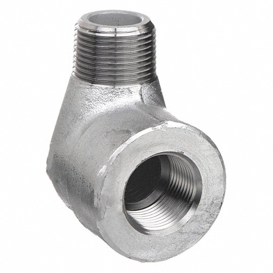 Grainger Approved Street Elbow, 90° Forged Steel, 1/4Inch x 1/4Inch Pipe Size, NPT x NPT, Class 3000 1MPD2