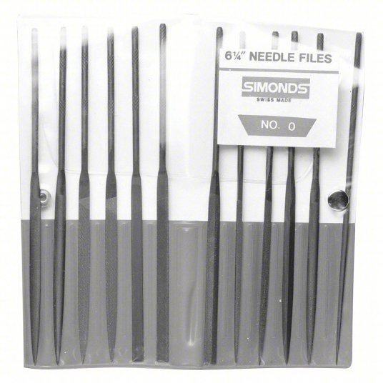 Simonds Needle File Set 12 Pieces, Barrette/Crossing/Equaling/Half Round/Knife/Rectangular/Round/Square/Triangular 83522000