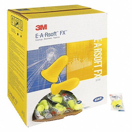 3M Ear Plugs, Bell, 33 dB NRR, Gen Purpose, Uncorded, Disposable, Roll-Down, M Earplug Size, 200 PK 312-1261