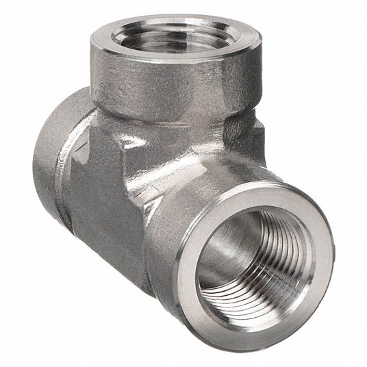 Grainger Approved Tee, 316 Stainless Steel, 3/4Inch x 3/4Inch x 3/4Inch Fitting Pipe Size, 2 11/16Inch Overall Lg 14M059