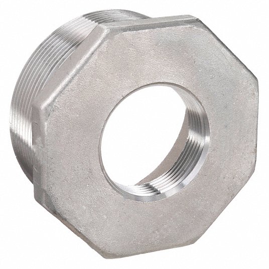 Grainger Approved Hex Reducing Bushing: 3Inch x 3Inch Fitting Pipe Size, 316 Stainless Steel, Male NPT x Female NPT 363HB15061D