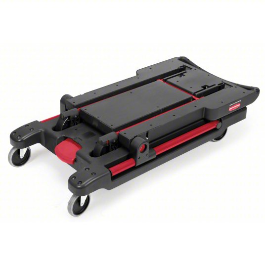 Rubbermaid Foldable Trolley, 180kg Load, with Flush Plastic Shelf & Platform FG430000BLA