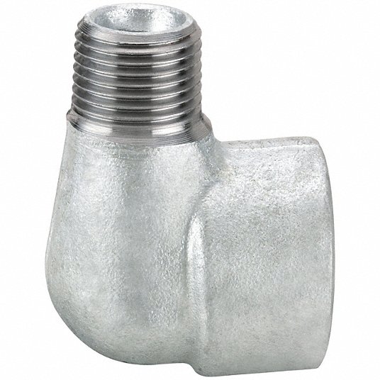 Grainger Approved Street Elbow, 90° Forged Steel, 1/4Inch x 1/4Inch Pipe Size, NPT x NPT, Class 3000 1MPD2