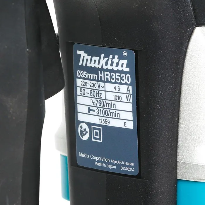 Makita Drill Machine Rotary hammer, 1,010W, 760 rpm, 3,100 ipm, 5.8kg HR3530