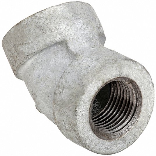 Grainger Approved 45 Degrees Elbow: 1 1/2Inch, Malleable Iron, Female NPT x Female NPT, Class 300 1LBK3