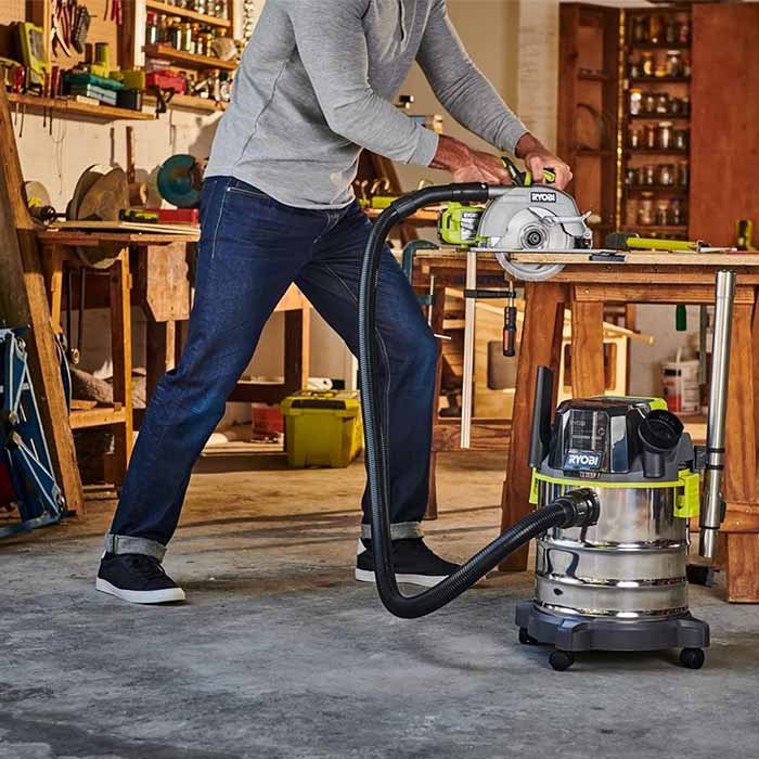 Ryobi Cordless Vacuum Cleaner,  Wet & Dry, 18V, 18L,Suction 82 Air Watts , 5.1kg R18WDV-0