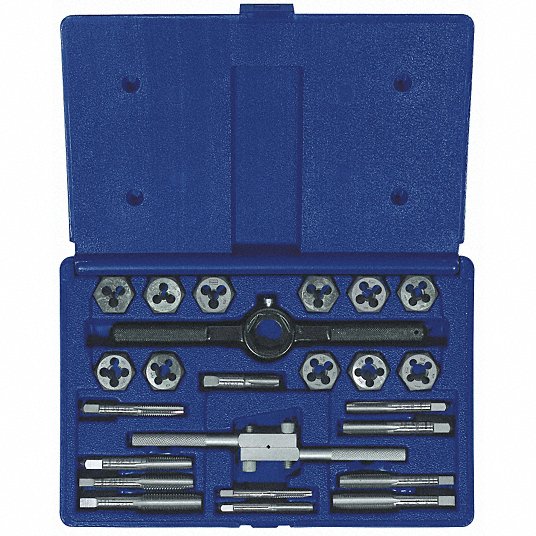 Irwin Tap and Die Set, Number of Pieces 24, Die Shape Hex, Tap Type Straight Flute 24614