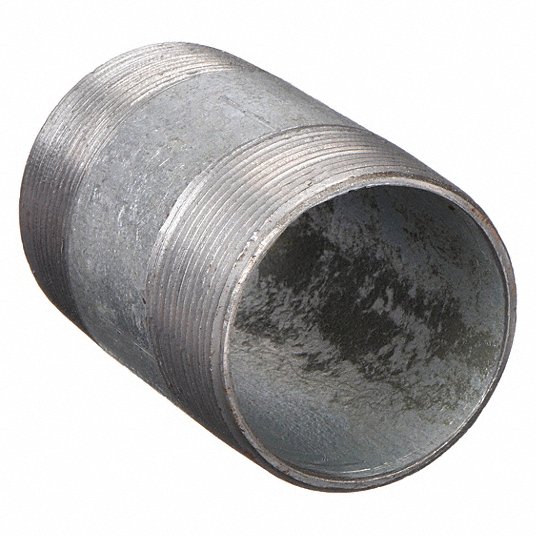 Beck Nipple, Galvanized Steel, 3/4 in Nominal Pipe Size, 3 in Overall Lg, Threaded on Both Ends, Welded 0331019802