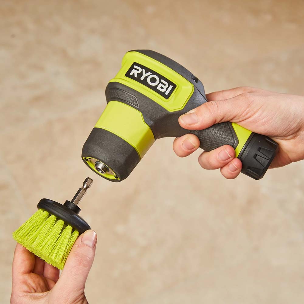 Ryobi Cordless Scrubber Kit 4V, 2.0Ah Battery, 5cm Brush Head RSCR4-120G