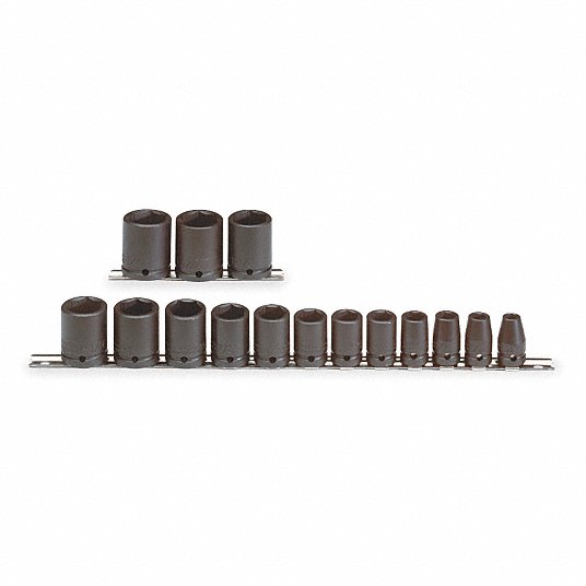 Proto Impact Socket Set, 1/2 inch Drive Size, 15 Pieces, 3/8 inch to 1 1/4 inch Socket Size Range, SAE J74104