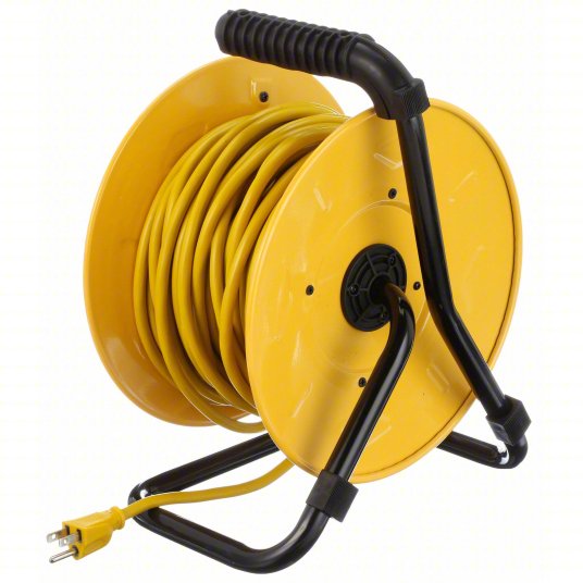 Lumapro Extension Cord Reel, 80 ft Cord Length, 14 AWG Wire Size, Steel 2YKR5