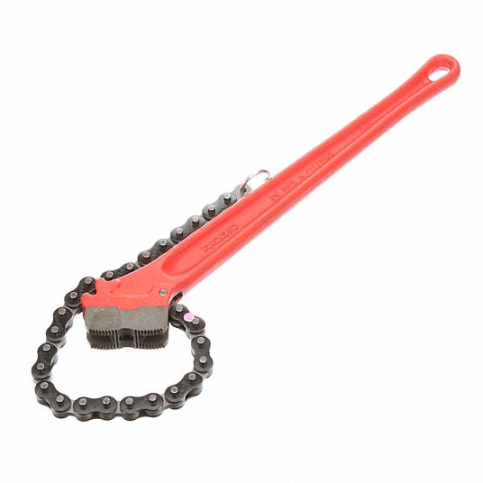 Ridgid Chain Wrench, Alloy Steel, For Outside Diameter 7 1/2 inch, Minimum Pipe Diameter 4 1/2 inch 31330