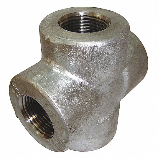Grainger Approved Cross, Forged Steel, 2Inch x 2Inch x 2Inch x 2Inch Pipe Size, NPT x NPT x NPT x NPT 4TJJ6
