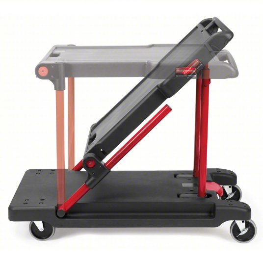 Rubbermaid Foldable Trolley, 180kg Load, with Flush Plastic Shelf & Platform FG430000BLA