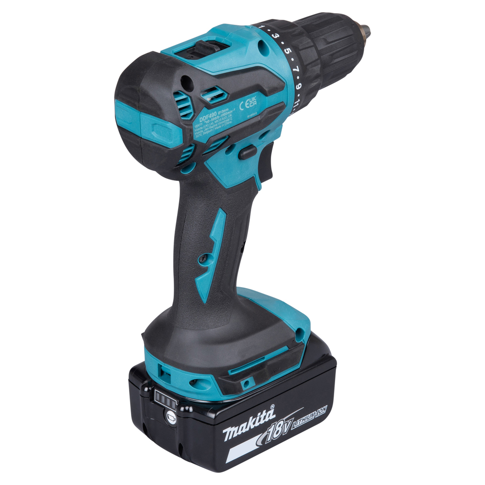 Makita Cordless Driver Drill, For Wood and Steel,13mm, 18V, 65Nm, 0 ~ 1,900RPM, 1.7kg DDF490WVE