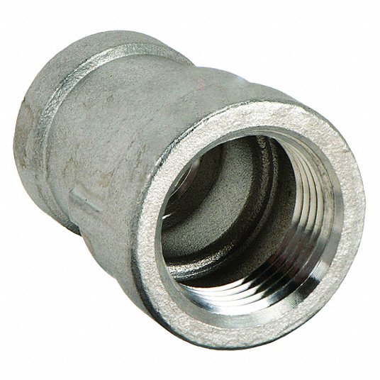 Grainger Approved Reducing Coupling: 316 Stainless Steel, 3/4 in x 1/2 in Fitting Pipe Size, Female NPT x Female NPT 3/4 X 1/2 150 RC 316