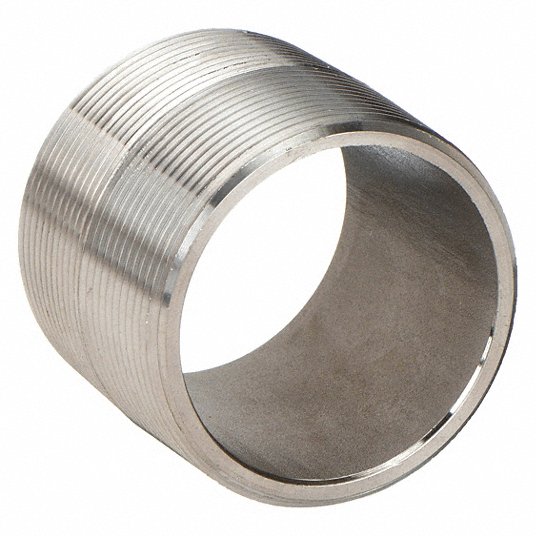 Grainger Approved Nipple: 1 1/2Inch Nominal Pipe Size, 316 Stainless Steel, 1 3/4Inch Overall Length, Close Thread, Seamless 4TPN9