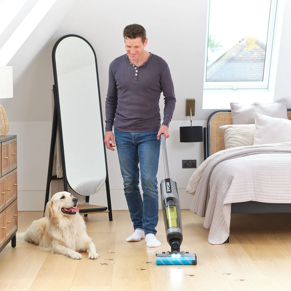 Ryobi Cordless Brushless Hard Floor Cleaner Kit 18V, 3-in-1 Vacuum Mop and Dry RHFC18BL-1X40GL