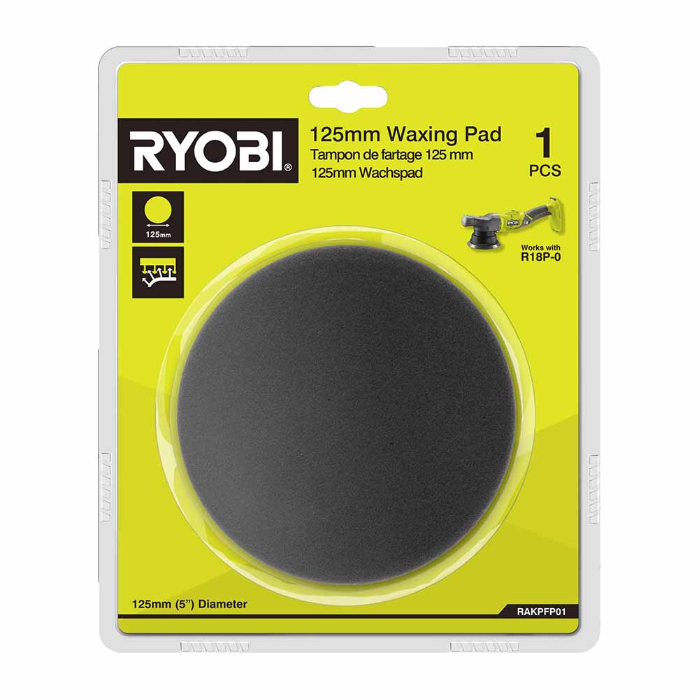 Ryobi Waxing Pad 125mm, For Protective Wax Coatings, Hook and Loop Backing RAKPFP01