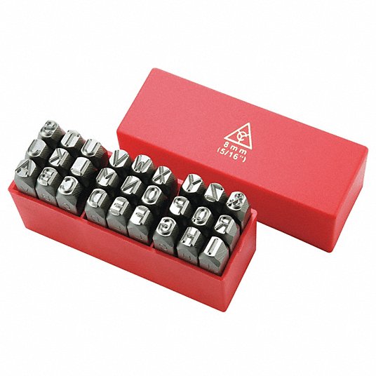Grainger Approved Letter Stamp Set, Size 1/4 inch x 2-3/8 inch, 27 Pieces 20Y583
