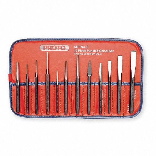 Proto Punch and Chisel Set, S2 Steel, Number of Pieces 12 J2