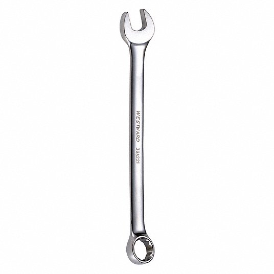 Westward Combination Wrench, Alloy Steel, Chrome, 1 1/4 inch Head Size, 16 3/4 inch Overall Length, Offset 36A221