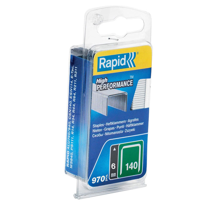 Rapid Staple Gun Staples (flatwire), Leg Length 6 mm, No.140, 970 Pieces, Galvanized 40109513