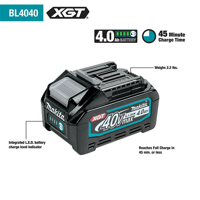 Makita 40v Power Source Kit, XGT, 2x 40V 4Ah Batteries & DC40RA Fast Charger, Carry Case 191K03-2