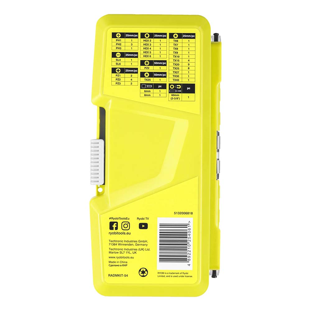 ريوبي طقم لقم مفكات، 54 قطعة RADMKIT-54