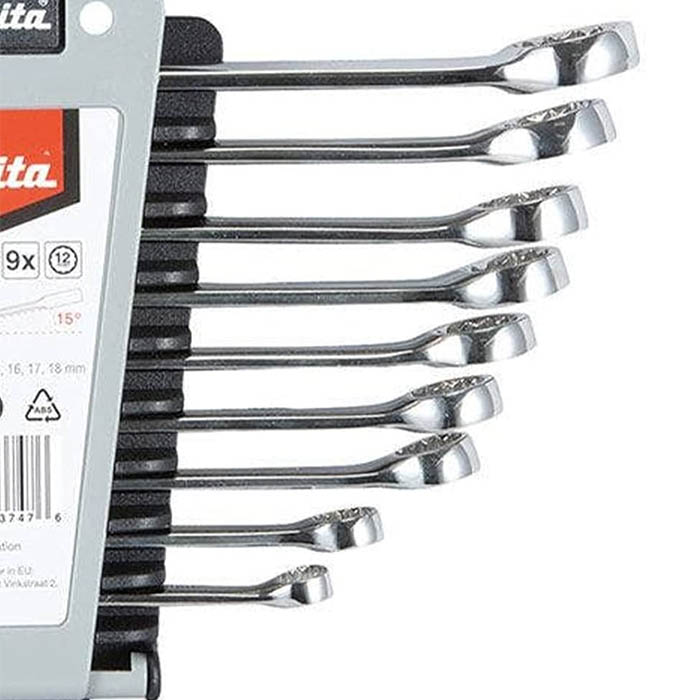 Makita Open-End Combination Wrench Set, 9 pieces, Size 8 -18mm B-65539