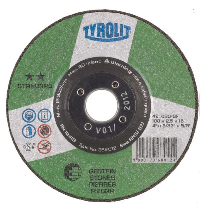 Tyrolit CUTTING DISC, 4", STONE, 100X3X16mm, C30 494440