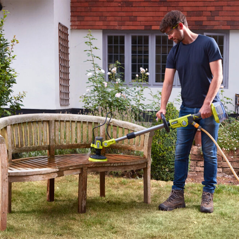 Ryobi Water Fed Telescopic Scrubber Kit 18V, 2.0Ah Battery and Charger Included RWTS18-1C20GL