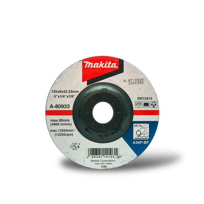 Makita Accessories, Depressed Center Grinding Wheel (A-series), 125 x 6.0 x 22.23 A-80933
