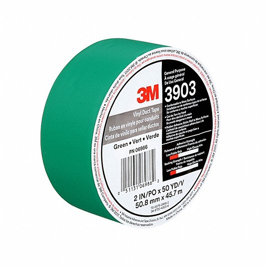 3M Duct Tape, Light Duty, 2 inch x 50 yd, Green, Continuous Roll, Pack Qty 1 3903