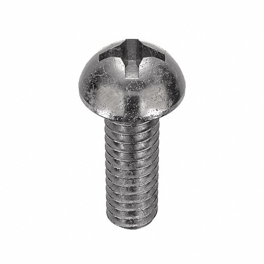 Grainger Approved Machine Screw, #6-32, Round, Phillips, 18-8 (304) Stainless Steel, Plain, 1 1/2Inch Length 2WA25