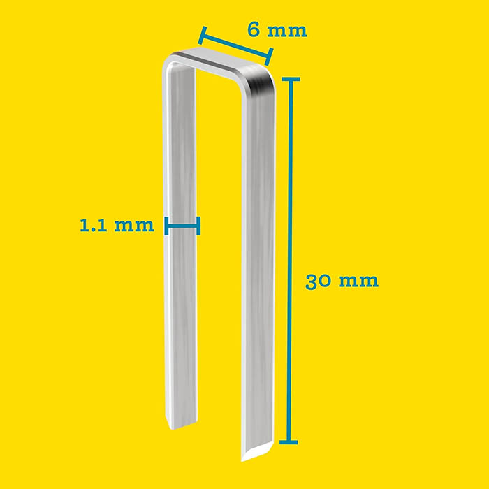 Rapid Narrow Crown Gun Staples, Leg Length 30 mm, No.90, 3000 Pieces, Galvanized 5000125