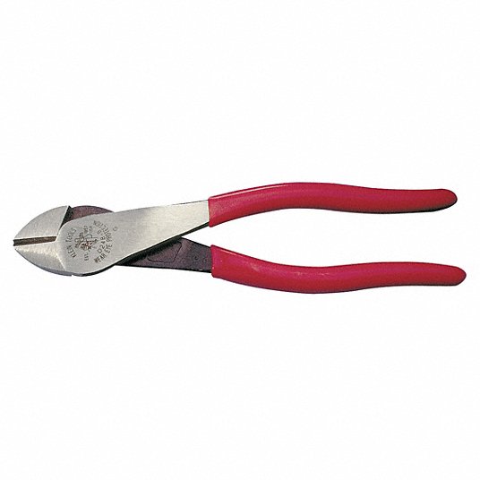 Klein High Leverage Diagonal Cutting Plier, Standard, Straight, Oval, 7/8 inch Jaw Length, 1 1/4 inch Jaw Width, 6 - 8 inch D248-8