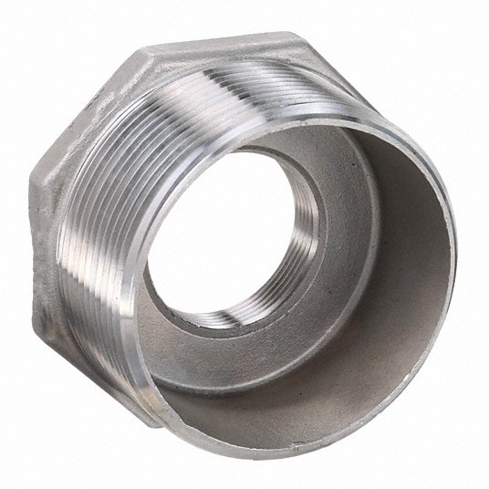Grainger Approved Hex Reducing Bushing: 3Inch x 3Inch Fitting Pipe Size, 316 Stainless Steel, Male NPT x Female NPT 363HB15061D