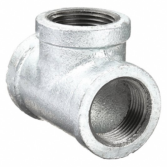 Grainger Approved Tee, Malleable Iron, 1 in x 1 in x 1 in Pipe Size, NPT x NPT x NPT, White, Class 150 5P846