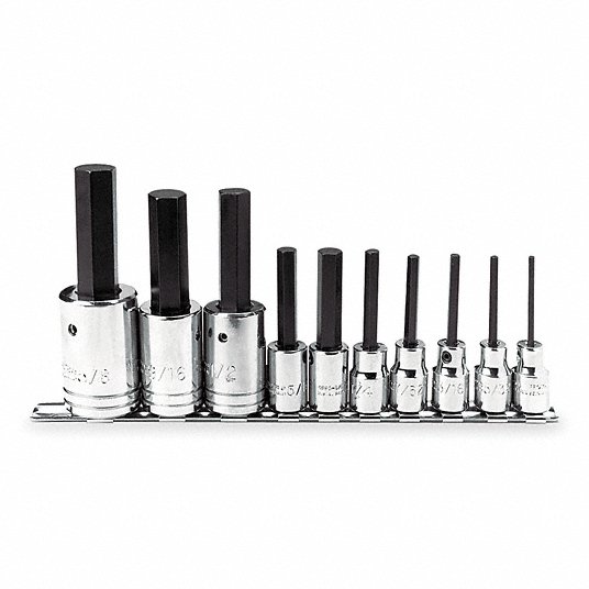 Proto Socket Bit Set, Drive Size 3/8 inch & 1/2 inch Dr, 10 Pecs, Hex J4900AC