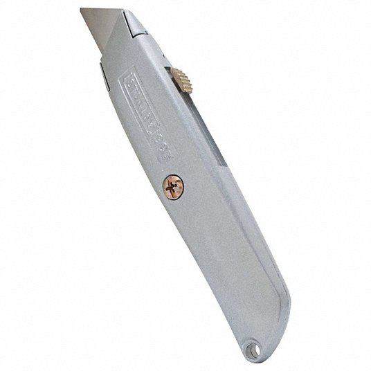 Stanley Utility Knife, Gray, Steel, 6 in Overall Length, Number of Blades Included 3 10-099