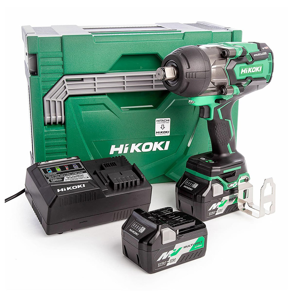 Hikoki Cordless Impact Wrench 36V, 1100 Nm Tightening, 1800 Nm Loosening, 3/4'' Drive, 3.7 kg WR36DAWRZ