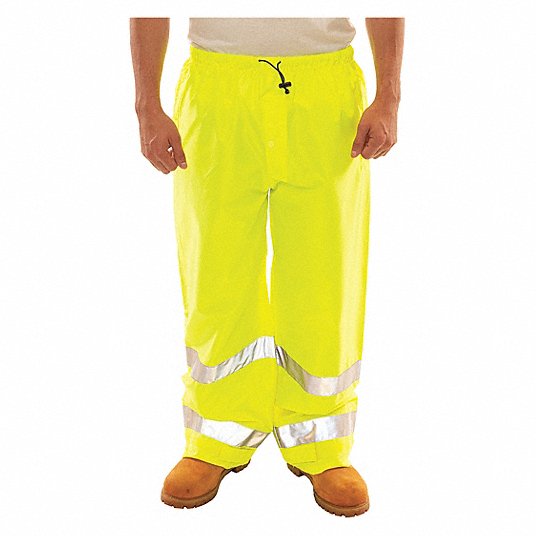 Tingley High Visibility Rain Pants, ANSI Class E, 4XL ( 58 in x 32 in ), Rain Pants, Green/Yellow P23122