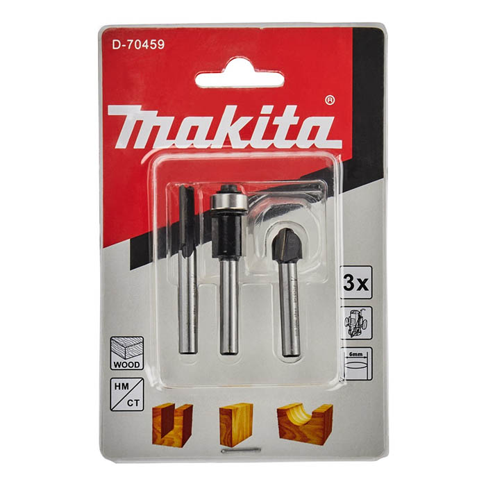Makita Router Bit Set, 3 Pieces, 6mm D-70459